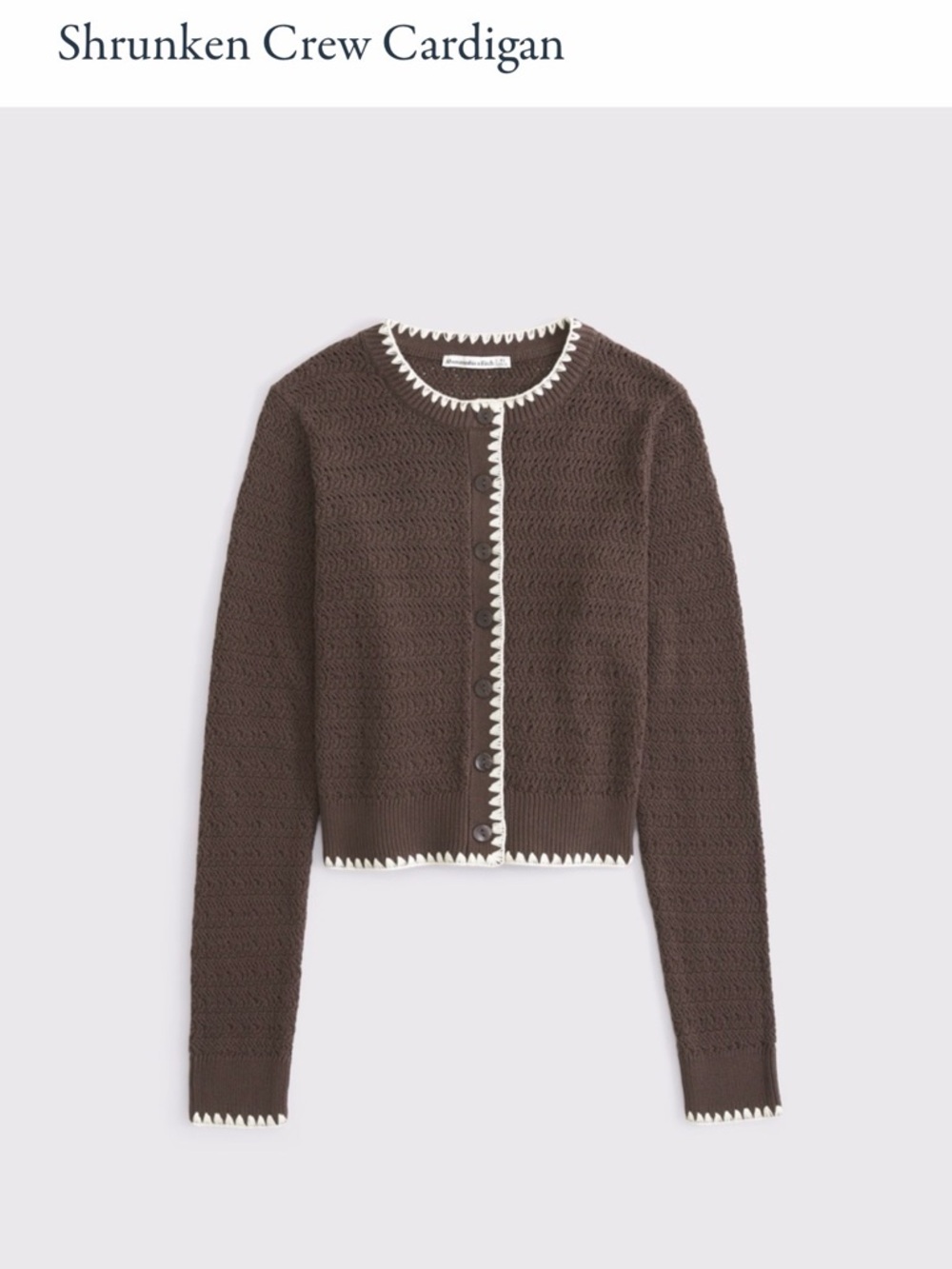 Abercrombie Shrunken Crew Cardigan Dark Brown XS